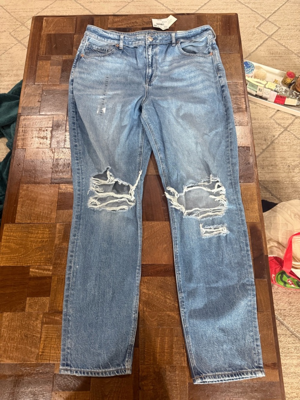 American Eagle Outfitters Distressed Light Blue Boyfriend Jeans